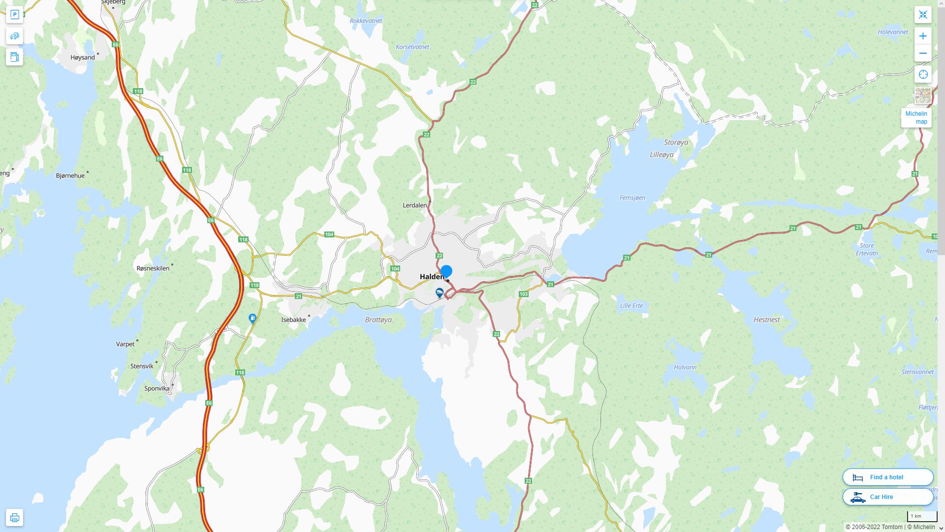 Halden Highway and Road Map